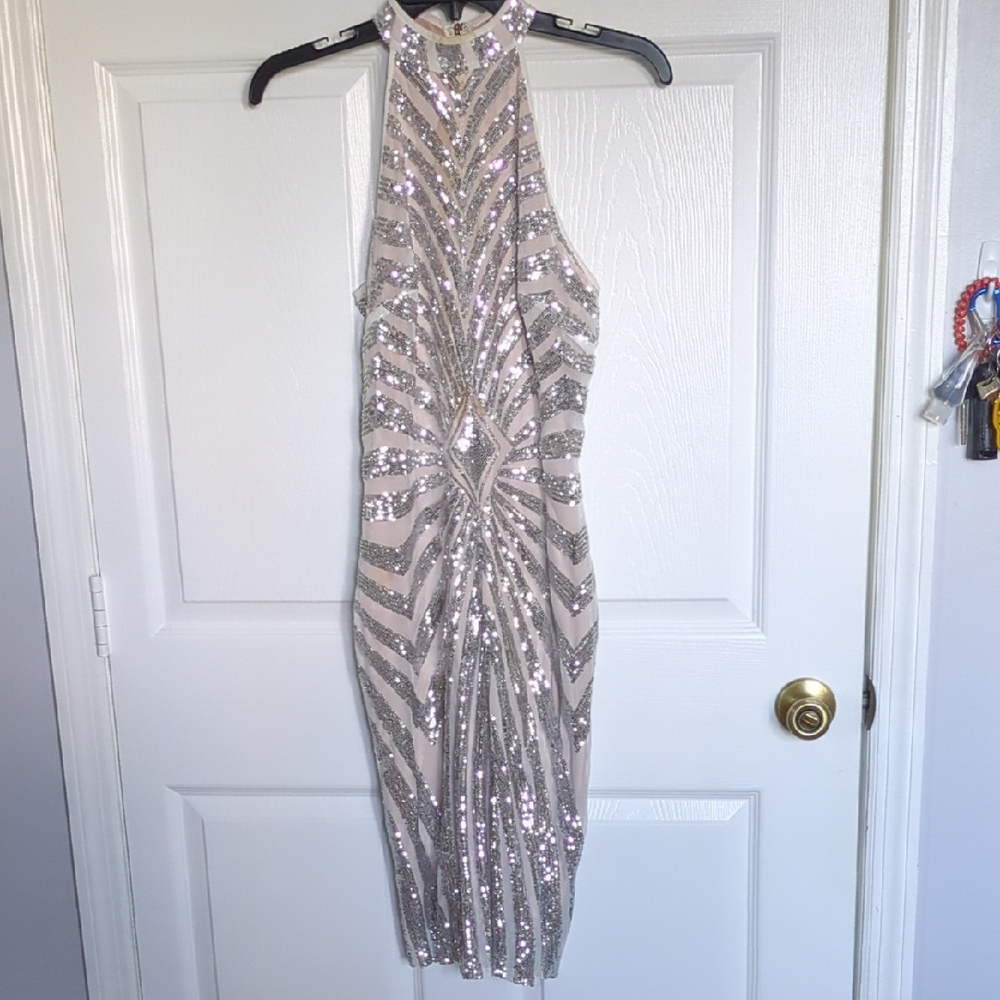 Glamorous Silver Sequin Dress